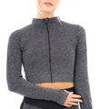 MARL WITH RIB SEAMLESS JACKET BLACK L